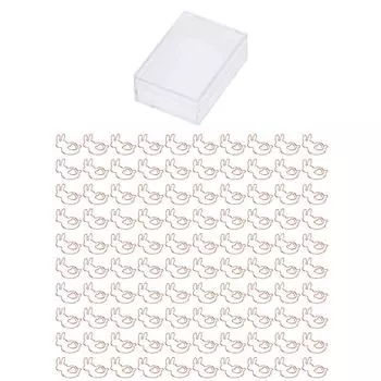 100 шт. скрепок для бумаги, портативные, милые, в форме животных, гальванические, розовое золото, металлические скрепки для бумаги, коробка для офиса