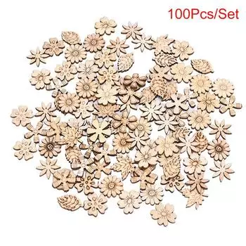 100 шт. смешанная игрушка-каракули из натурального дерева, срез для скрапбукинга, сделай сам, изготовление поделок