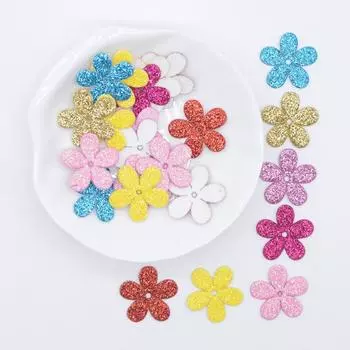 100 шт. смешанные блестящие кожаные аппликации в форме цветка для одежды своими руками, принадлежности для рукоделия, головные уборы, шляпа, декор, аксессуары разноцветный