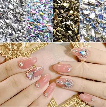 100 шт. смешанные кристаллы AB для дизайна ногтей, стразы с плоской задней поверхностью, стеклянные камни для ногтей, драгоценные камни для 3D ногтей, украшения для маникюра «сделай сам» белый