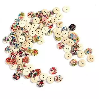 100 шт смешанные круглые деревянные пуговицы с 2 отверстиями для рукоделия, шитья, скрапбукинга One Size