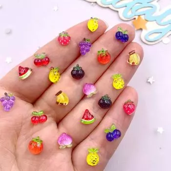 100 шт. смоляных разноцветных блесток, винограда, черри, помидоров, фруктов, нейл-арта, аппликаций со стразами на плоской основе, фигурок для скрапбукинга, поделок