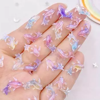 100 шт. смолы мини-блеск красочный градиент Золотая рыбка искусство ногтей плоская задняя часть стразы аппликации DIY альбом серьги декор аксессуары ремесла