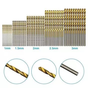 100 шт. спиральное сверло 1-3 мм ручная электрическая дрель DIY деревообрабатывающее сверло с титановым покрытием натуральный цвет сверло инструмент аксессуары набор Round