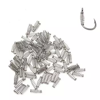 100 шт., стальная пружина для рыболовного крючка «сделай сам», серебряный карп, рыбалка, аксессуары для рыбалки на треке S