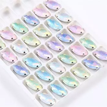 100 шт. стеклянных опаловых дрелей для шитья, конский глаз, ручная дрель с отверстием, мокко, стразы, одинарный коготь, аксессуары для украшений своими руками, стразы, пришивные бусины 5 * 10mm golden