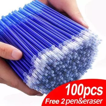 100 шт., стержни для стираемых гелевых ручек с 1 созвездием, стираемые ручки, 0,5 мм, черные/синие чернильные стержни, ручка Star Sky для школьных и офисных канцелярских принадлежностей 100pce refills синий