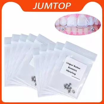 100 шт. стоматологические ортодонтические металлические кнопки лингвальные кнопки пряжки композитные керамические для приклеиваемого круглого основания стоматологического материала серый