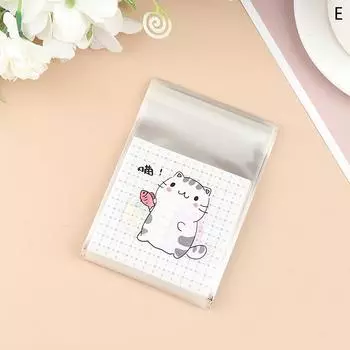 100 шт., сумка для упаковки печенья с мультяшным котом, пакеты для конфет, подарков, упаковка для печенья, самоклеящиеся пластиковые пакеты, пакеты для закусок, подарки E