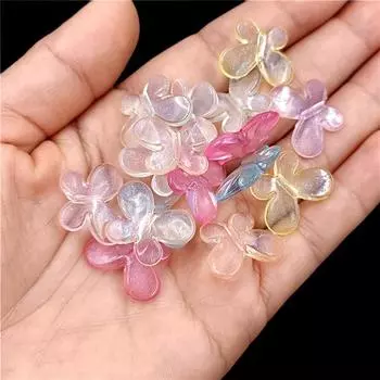 100 шт. сверкающие акриловые модные прозрачные бусины в форме бабочки DIY ювелирные аксессуары изготовление ожерелья материалы серьги разноцветный