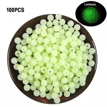 100 шт. светящиеся бусины рыболовные космические бобы 4 мм 5 мм 6 мм 100 шт./пакет резиновые приманки светящиеся поплавковые шарики для рыболовных снастей на открытом воздухе 4mm