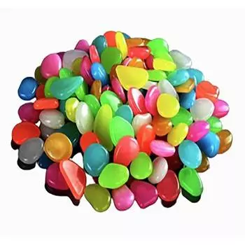 100 шт светящиеся камешки светящиеся камни для внутреннего и наружного декора светящийся камень для сада, патио, аквариума, дорожки, подъездная дорожка, мини-сказочный двор Pack of 100 разноцветный