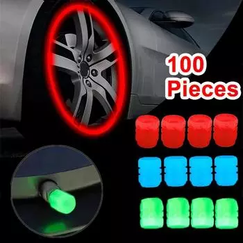 100 шт. светящиеся колпачки для вентилей шин, флуоресцентные колпачки для вентилей шин, ночное светящееся украшение для колес велосипеда, мотоцикла, автомобиля