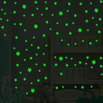 100 шт. светящиеся настенные наклейки светящиеся в темноте наклейки в виде звезд для детских комнат цветные флуоресцентные наклейки