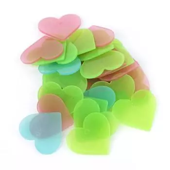 100 шт. светящиеся светящиеся наклейки на стену в форме сердца для детской комнаты, флуоресцентные наклейки на стену для спальни 100Pcs разноцветный