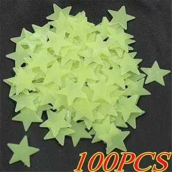 100 шт., светящиеся в темноте, детская комната, космические звезды, наклейки на стену, наклейки на домашний потолок 50PCS разноцветный