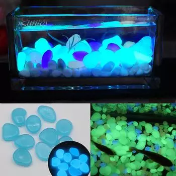 100 шт. светящиеся в темноте камешки для аквариума, сада, аквариума зелёный