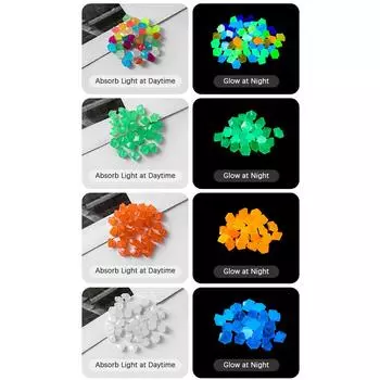 100 шт светящиеся в темноте камни светящиеся камни ромбовидные флуоресцентные каменные украшения для аквариума 100pcs зелёный