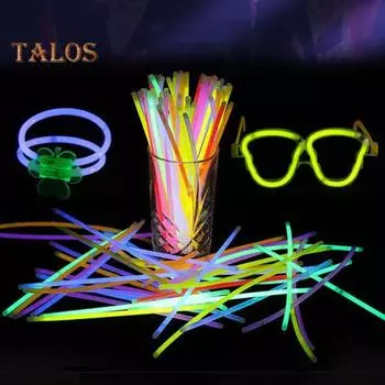 100 шт. светящихся палочек оптом, светящиеся в темноте, одноразовые, для детей и взрослых, ожерелье, браслет, светящаяся палочка, светящаяся полоска, игрушка, сувениры для вечеринок разноцветный