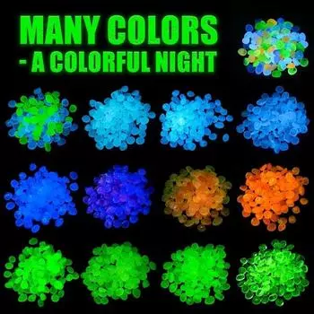 100 шт. светящихся в темноте садовых камешков для тротуара, садовой террасы, газона, садового патио, аквариума, украшения для аквариума, светящийся камень циан