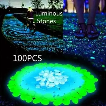 100 шт. светящийся камень, светящаяся галька для камня, тротуара, наружное украшение, аквариум, садовая дорожка, тропинка, газон, декоративный камень 100PCS оранжевый