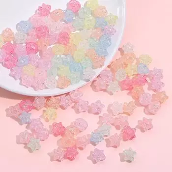 100 шт. свободные бусины с плоским дном, имитация стекла, браслет, ожерелье, аксессуары, пятиконечная звезда, материалы ручной работы, мода «сделай сам» разноцветный