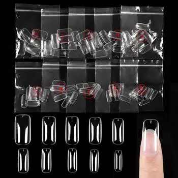 100 шт. Типсы с полным покрытием Полигель для ногтей Быстрое наращивание Типсы для ногтей Двойные акриловые покрытия Формы для наращивания пальцев УФ-строитель Инструменты для дизайна ногтей