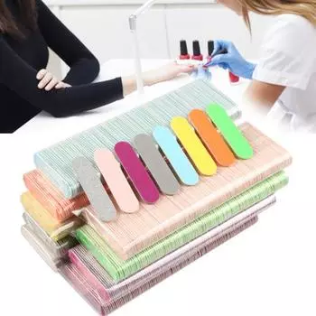 100 шт., толкатель для кутикулы, двухсторонний инструмент для удаления омертвевшей кожи, маникюрный инструмент, безопасный буфер для дизайна ногтей, полировка, шлифовальный инструмент для салона серый