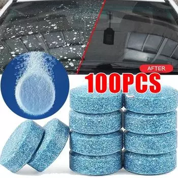 100 шт. Твердые шипучие таблетки для чистки лобового стекла автомобиля, очиститель лобового стекла, пыль, стеклоочиститель, инструмент для чистки автомобиля, автомобильные аксессуары 1PCS