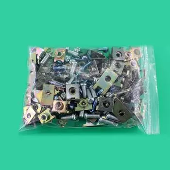 100 шт. U-образный смешанный металлический автомобильный винт для дверной панели, крепежная прокладка, зажим