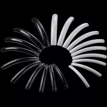 100 шт., удлиненные изогнутые накладные ногти, 10 размеров, квадратные искусственные, прозрачные, натуральные акриловые, с полным покрытием, накладные ногти, маникюр, маникюр