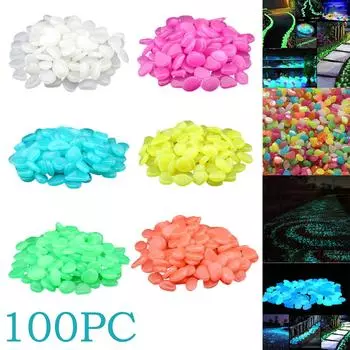 100 шт. украшения для сада светятся в темноте светящиеся галька камни свадьба One Size синий