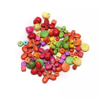 100 шт./упак. цветные синтетические бирюзовые бусины, в богемном стиле, многоформенные, россыпью, для самостоятельного изготовления ювелирных изделий, ожерелий, браслетов, аксессуаров 4-12 мм 100Pcs/4-12mm разноцветный