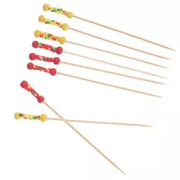 100 шт./упак. фруктовая вилка палочка для коктейля бамбуковые шпажки засахаренные палочки боярышника жёлтый