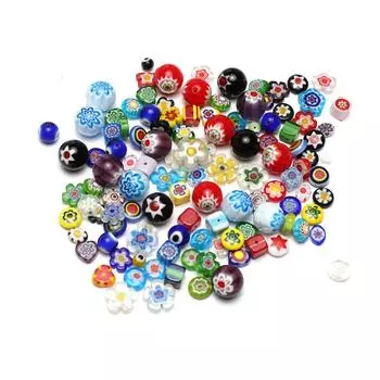 100 шт./упак. разноцветные глазурованные бусины с отверстием, богемный цветочный узор, многоформенные свободные бусины для изготовления украшений своими руками, рождественских подарков, поделок 4-12 мм 100Pcs/4-12mm разноцветный