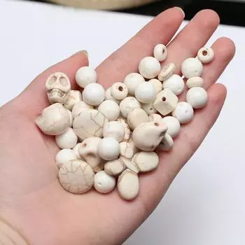 100 шт./упак. Синтетические белые бирюзовые бусины с отверстием, геометрические бусины для подвешивания аксессуаров своими руками, раскройте творческий потенциал в изготовлении ювелирных изделий 100Pcs/4-12mm белый