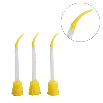 100 шт./упаковка Стоматологический силиконовый резиновый конвейер Смесительная насадка Маленькая головка Смесительная головка для печатной пленки из силиконовой резины, маленький локоть жёлтый