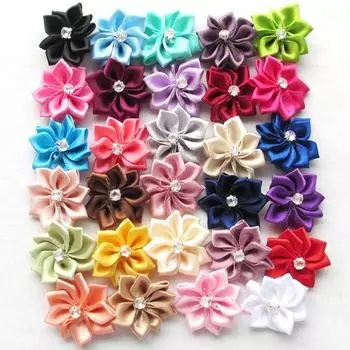 100 шт Upick атласные ленты цветы банты с аппликациями ремесло DIY свадебный декор 100PCS разноцветный