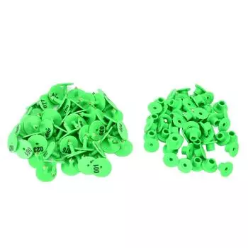 100 шт. ушных бирок для скота, анти-падение, круглая ушная бирка для свиней с номером для лис, свиней, овец, зеленая зелёный