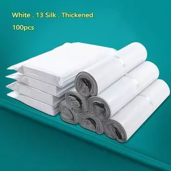 100 шт. утолщенная экспресс-сумка, водонепроницаемая сумка для экспресс-упаковки 100pcs белый