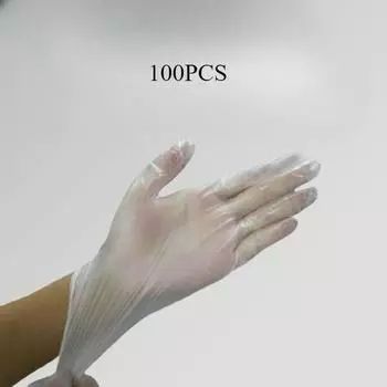 100 шт. утолщенные перчатки из ПВХ, пыле- и маслостойкие, для выпечки, красоты, укладки волос, ногтей, уборки дома, одноразовые прозрачные перчатки S белый