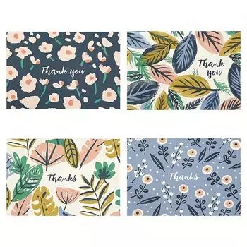 100 шт. Винтажная цветочная открытка с благодарностью и рукописным пустым благословением, подарочная открытка, декоративная поздравительная открытка, подарок для любимых и друзей 100pcs