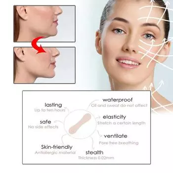 100 шт. Водонепроницаемая клейкая лента для лица V-образной формы, подтяжка лица, подтяжка подбородка, инструмент для коррекции фигуры, наклейка для ухода за кожей белый