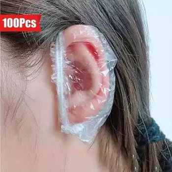 100 шт. Водонепроницаемые наушники для душа, прозрачные наушники, используются для купания, окрашивания волос, салона красоты 100 Pcs