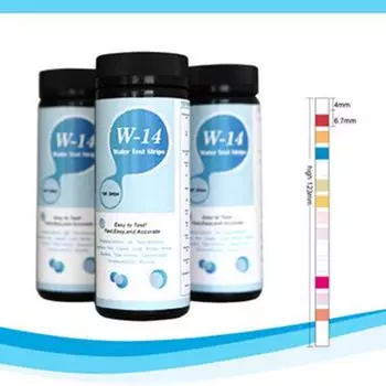 100 шт. W-14 полоска для анализа качества воды 14-в-1 для быстрого тестирования, ПЭТ-бумага для мгновенного измерения твердости pH для питьевой воды 1