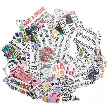 100 шт., вдохновляющие текстовые наклейки с английским алфавитом, такие же милые наклейки, Vtuber, наклейки для багажа, наклейки на кружку, наклейки для украшения ноутбука