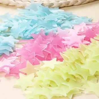 100 шт. великолепные ночные флуоресцентные светящиеся звезды наклейки домашний декор стикер на стену для детей разноцветный