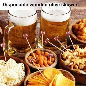 100 шт. вилки для фуршета из бамбука в стиле регби, палочки для фруктов, десертов, кексов, коктейлей, принадлежности для вечеринки в честь Дня святого Валентина 1 Set