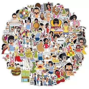 100 шт. виниловые водонепроницаемые наклейки Bob s Burgers для ноутбука, бампера, скейтборда