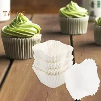 100 шт. вкладыш для выпечки, легко снимается для выпечки, широкое применение, креативная стабильная производительность, инструмент для ресторана, чашки для торта белый
